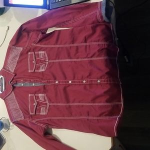 Red Buckle Black Long Sleeve LARGE Athletic Fit Button Up. New no Tags